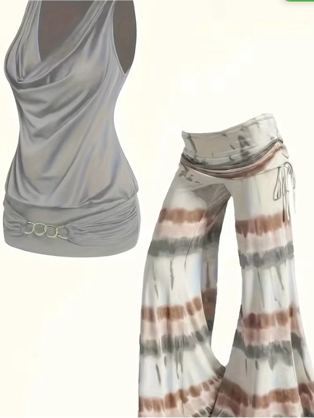 Women's Tie-Dye Wide-Leg Lounge Pants — Neutral Stripe